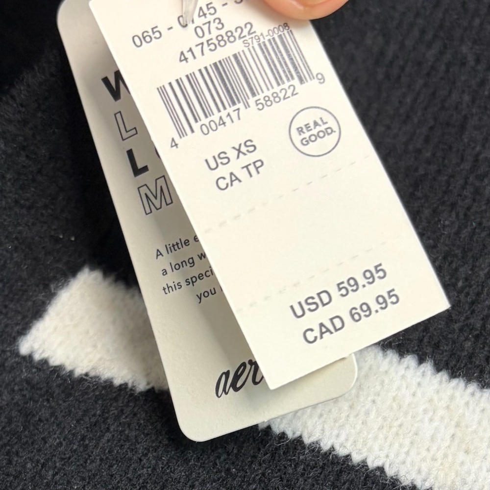 Aerie Women XS Striped Cozy Lightweight Oversized Unreal V Neck Sweater NWT - Picture 6 of 11